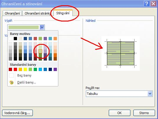 Zkladn formtovn tabulek  ohranien a stnovn